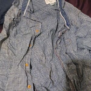 French Connection Navy and White Checkered Shirt